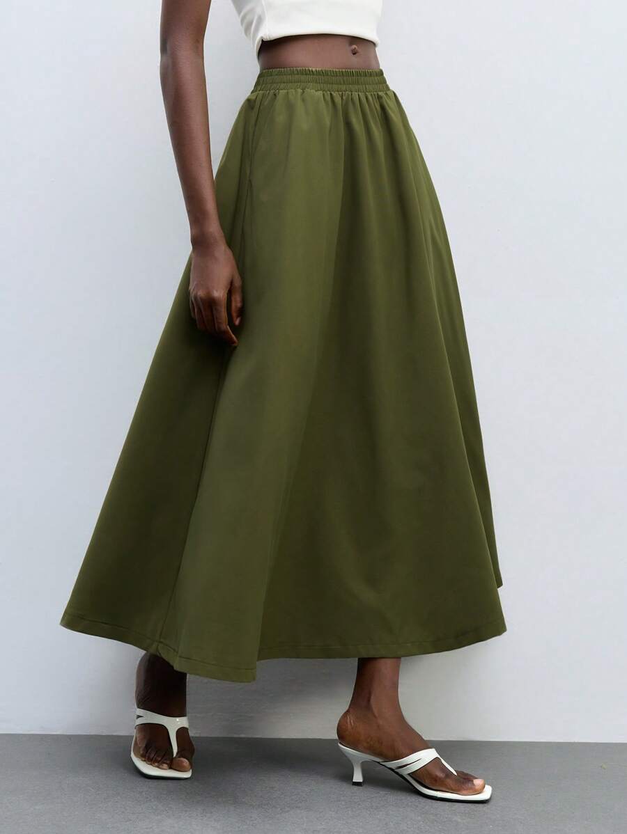 Maija Spódnica damska casualowa w jednolitym kolorze z elastyczną talią i rozcięciem w kształcie litery A