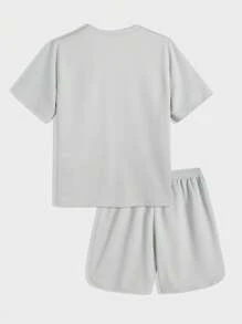 Set de camisetas de manga corta de ajuste holgado de color liso minimalista para niños preadolescentes, estilo colegial informal, cómodo y versátil, tela suave, adecuado para uso diario, escuela, salidas, deportes al aire libre, primavera/verano