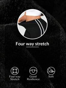 TrendSteals Plus Size Women Knitted Denim Casual Sports Shorts - Black - View 7