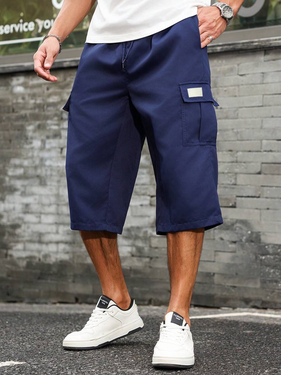 Manfinity Homme 男士抽绳腰休闲工装七分裤