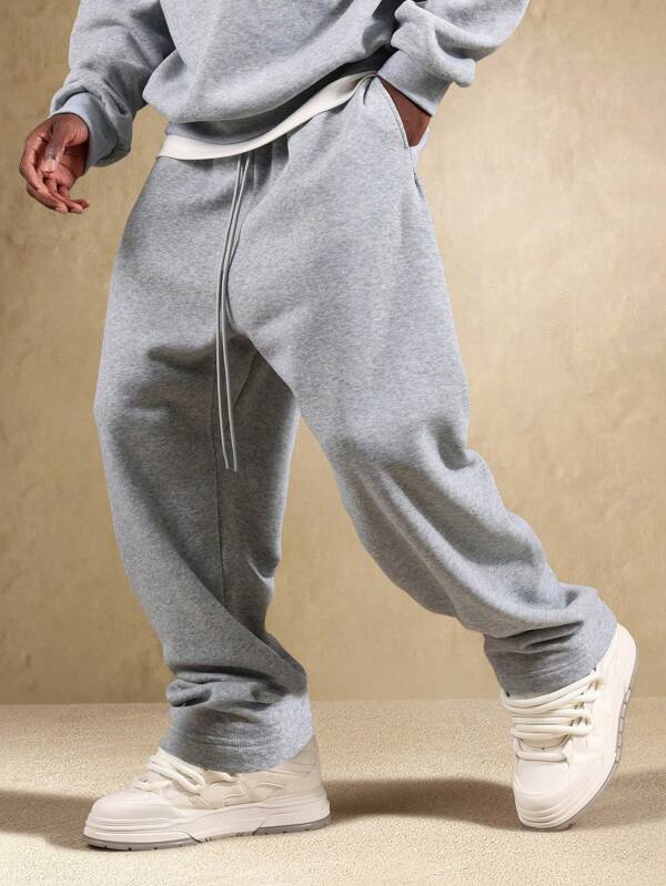 SUMWON Pantalones de chándal de franela francesa de tiro bajo premium para estar en casa en otoño e invierno, ropa cómoda de ajuste relajado para uso casual y urbano