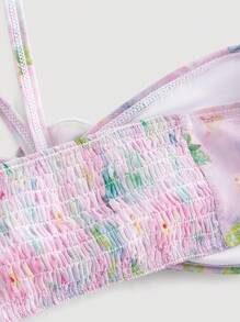 SHEIN MOD Women's Tie Dye Floral Swimsuit Set For Beach Holiday