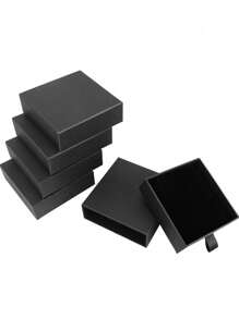 SHEIN 10pcs Jewelry Gift Box, Black 3.5 X 3.5 X 1 Inch Cardboard Jewelry Box, Bulk Small Jewelry Boxes With Lid For Necklace Ring Earrings Display Box, Earring Ring Necklace Storage Boxes - Black - View 8