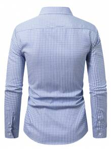 Manfinity Mode Camisa de manga larga a cuadros de uso diario y casual para hombres