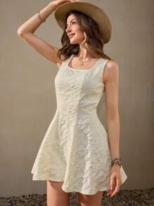 Wildy Váy dạ hội khiêu vũ tốt nghiệp mini viền ren thanh lịch mùa hè, màu trắng - trắng - Xem 2