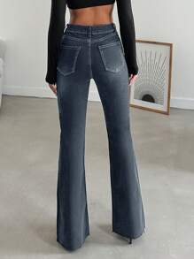 EURMUSE Slim Fit Flare Jeans For Women - Dark Grey - View 2