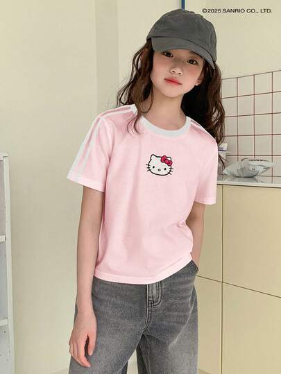 HELLO KITTY | DAZY Tween Girl' 秋季圆领针织印花短袖女童T恤