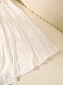 Franclia French V-Neck Pleated Long Skirt With Belt Ladies Dress Pleated Skirt Business Casual Women's Clothing - White - View 3
