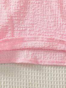 SHEIN Vintaside Kids 女婴可爱提花上衣和提花短裤套装，春夏女婴夏季服装 - 彩色 - 查看 3