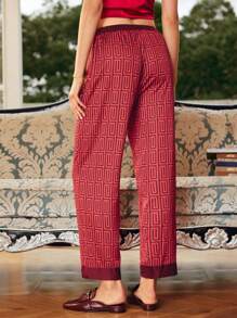 EverLounge Women's Simple & Comfortable Satin-Like Pajama Bottom Pants - Red - View 2