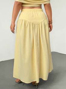 Firerie Neue Große Größen lässige & vielseitige hellgelbe Faux-Leinen ausgestellter Rock, elegant für Sommer, Urlaub, Boho, geeignet für Valentinstag, Konzerte, Aufführungen, Dates, formelle Bankette, Partys, Hochzeiten, sexy, schick, Pendeln, Schulanfang, Urlaub, Strand, romantisch, Büro-Lady, Meerjungfrau-Stil, Geburtstagsparty