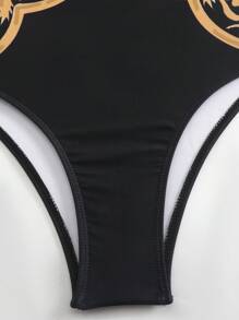 Swim Oasis 2025 New 3Pcs/Set Women Printed One-Piece Swimsuit With Skirt & Mesh Pants, Beach Resort Casual One Piece Swimsuit Outfit, Summer - Multicolor - View 7