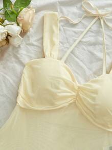 SHEIN VCAY Women Two Pieces Outfits For Daily Wear, Vacation Style, Casual Summer Vacation Outfits Woman, Bohemia Beach Vacation Outfits, Boho Chic, Country Concert Outfit, Holiday Festival Outfits, Beach Outfits For Woman, Summer Outfits For Women, Graduation Outfit, Sexy Dress, Old Money Style Women, Summer Sun Dress, Mother's Day, Butter Yellow Dress - Yellow - View 4