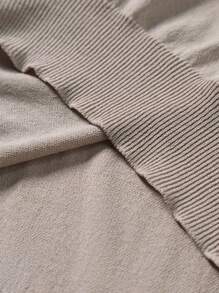 Manfinity Homme Men's Casual Solid-Color Summer Short-Sleeved Knit Shirt, Seamless One-Piece Construction, Cool And Breathable - Khaki - View 5