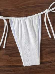 Swim Mod Slip de bikini pentru femei, design nou, material floral, culoare albă uni, cu noduri laterale, croială înaltă, sexy și dulce, potrivit pentru înot, vacanță, plajă, petrecere la piscină