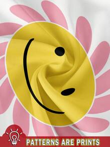 SHEIN Leap Crew ModeFlare 女婴休闲向日葵印花短袖上衣短裤套装，95% 棉，适合夏季穿着