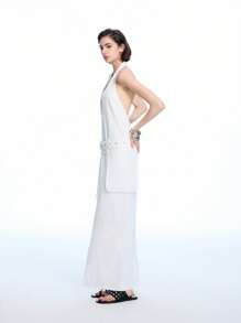 LYSMO Women's Sleeveless Backless Dress, Sexy For Summer - White - View 8