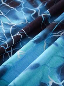 SUPERMAN X SHEIN Camiseta de manga corta ajustada con estampado de relámpago oscuro y letras inglesas de superhéroe para niño preadolescente, primavera/verano - Negro - Ver 6