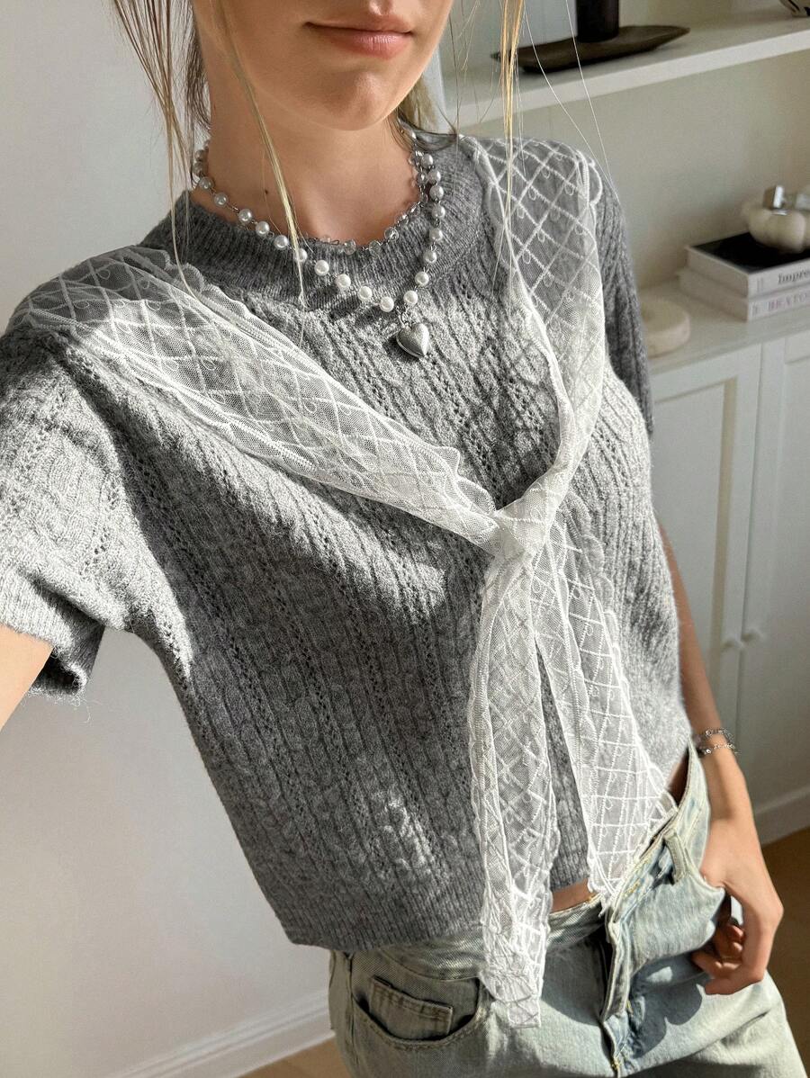 Jouncy Women Short Sleeve Knit Top, Fashionable For Summer