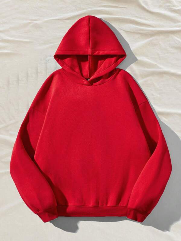 Attitoon Summer Outfits Women's Simple Casual Solid Color Pullover Hooded Long Sleeve Hoodie Without Drawstring Oversize