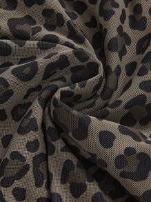 ROMWE Shibuya Gyaru Y2K 网眼豹纹复古性感短款上衣和紧身短裙 2 件套 - 彩色 - 查看 6