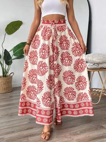 Chiquease Pantalones de pierna ancha con estampado floral y cintura de encaje para mujer, elegantes y casuales, ideales para la playa, vacaciones, festivales de música, escuela, viajes y uso diario