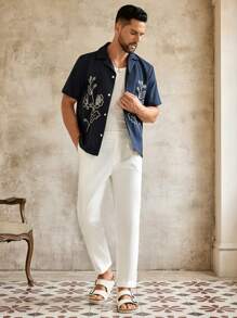 Manfinity VCAY Men's Casual Woven Mid-Rise Tapered Ankle White Pants - White - View 6