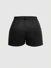 SHEIN MOD 加大码流苏短裤，适合音乐节、夏季、复古嬉皮铆钉流苏驼色绒面短裤、纳什维尔、海盗短裤、西部服饰