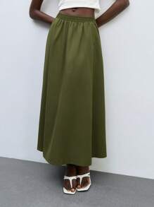 Maija Spódnica damska casualowa w jednolitym kolorze z elastyczną talią i rozcięciem w kształcie litery A