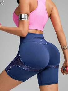 Innovista 塑形运动紧身短裤，高弹力设计，适合有氧运动和训练，奢华高性能健身裤，适合骑行和跑步，透气网眼镂空设计，提臀效果，蓝色，斑马纹，举重，力量训练，哑铃重量，户外，有氧运动和有氧运动，瑜伽和普拉提，拳击，徒步旅行，网球和高尔夫，器械和设备训练装备，运动服和运动套装，都市运动休闲，时尚偶像，魅力四射，派对和音乐节闪耀，街头性感，日常必备轻松穿搭，TikTok运动服，现代运动，秋季灵感，女士秋季穿搭，酷炫浅蓝色造型，Lollapalooza音乐节女性实用时尚，优雅套装 - 藏蓝色 - 查看 3