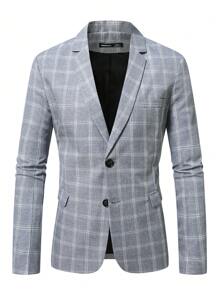 Manfinity Bizformal 男士格子单排扣时尚西装外套（带垫肩，长袖）