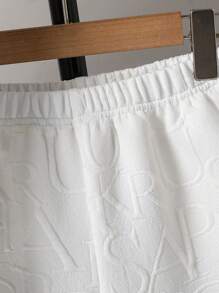 Vacaura Boy Summer Outfit 2pcs Tween Boys Fashion White Embroidered T-Shirt Set, Suitable For Summer Casual Wear, Photo Shooting, School, Cool Tween BoysOutfit Young Boys Suit Set Boys Clothes Cotton Boy Clothes Set Boy Clothes Sets Boys Clothes Sets - White - View 7