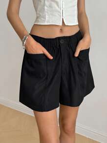 Jouncy 女式纯色休闲短裤 - 黑色 - 查看 3