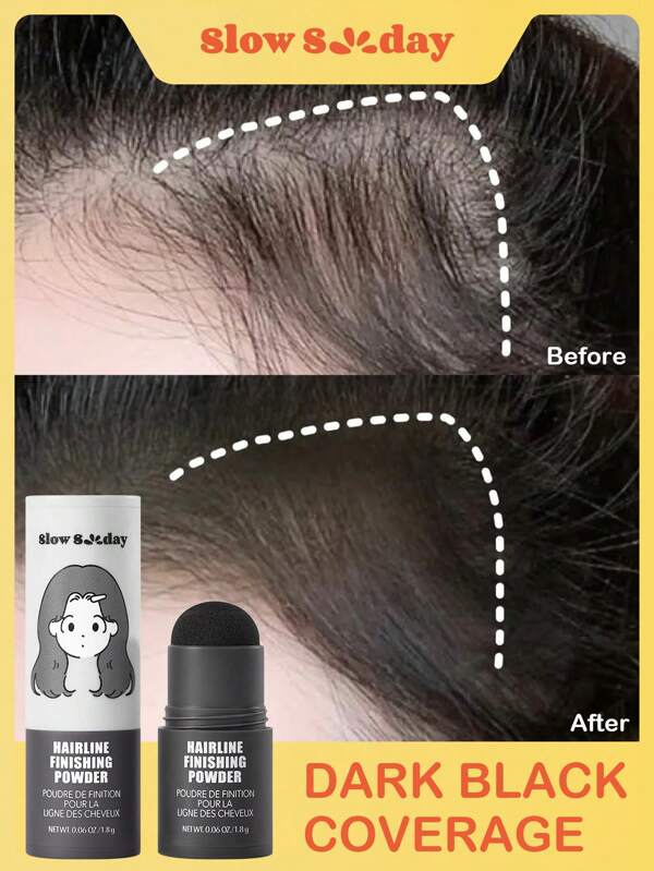Poudre de finition pour la ligne des cheveux Slow Sunday™, noir foncé, couvre les racines, comble les zones clairsemées, plusieurs options de couleurs