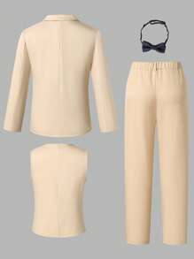 Traje elegante casual de caballero para jóvenes con decoración de triángulos blancos, adecuado para ocasiones formales, fiesta de cumpleaños - 4 piezas