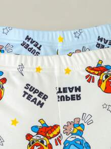 Set da 4 pezzi di pigiama per bambini piccoli, composto da maglietta a maniche corte e pantaloncini con stampa di supereroi e cartoni animati, morbido e confortevole