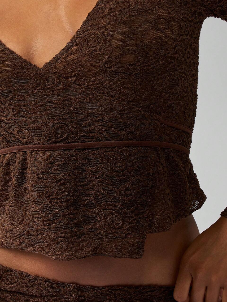 MISSGUIDED Textured Paisley Knit Wrap Top Booty Short Coordinated Outfit Festival Beach Club Vacation Summer Resort Lounge Wear