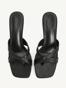 CUCCOO CHICEST 女士系带交叉方头细高跟凉鞋，优雅百搭，适合下午茶、约会、办公室、度假，百搭 - 黑色 - 查看 11