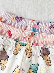 Girls Snug Fit Ice Cream Print Short Sleeve Pajama Set, 2pcs - Multicolor - View 6