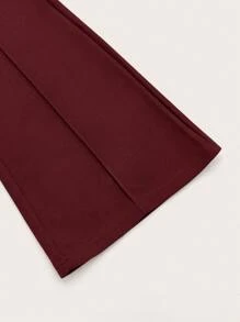Ellevyn Women's Solid Color Twist Toothpick Design Flared Elegant Pants - Burgundy - View 3