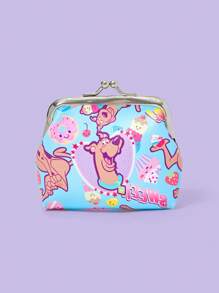 SCOOBY-DOO X SHEIN Cartoon Letter Graphic Convenient & Fashion Kiss Lock Coin Purse