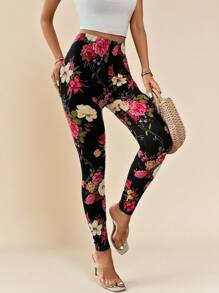 SHEIN Clasi Floral Print High Waist Leggings