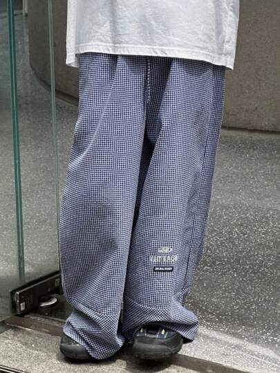 DAZY Tween Boys Plaid Print Drawstring Loose Fit Pants, Fall Kids Clothes,Back To School Clothes