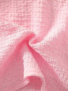 SHEIN Vintaside Kids 女婴可爱提花上衣和提花短裤套装，春夏女婴夏季服装 - 彩色 - 查看 5