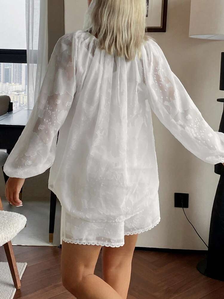 Bohemian Style Jacquard Fabric Women Pajama Set