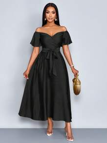 SOLERSUN 女士优雅度假连衣裙，船领修身剪裁，适合度假、日常生活和约会 - 黑色 - 查看 7