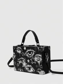 ROMWE Goth Gotischer Stil tragbare Boxform Damen Handtaschen, Halloween, perfekte Halloween-Taschen für Kostümpartys