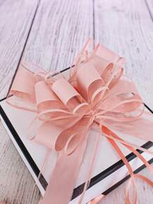 SHEIN 5/10pcs Pink Bowknot Pull Flower Decoration Ribbon For Room Decoration, Wedding Car, And Mirror, Snow Yarn Pull Flower Ribbon For Holidays And Celebrations,Bow Ribbon Gift Packing Flower Bow Knot Party Wedding Car Room Decor - Pink - View 6