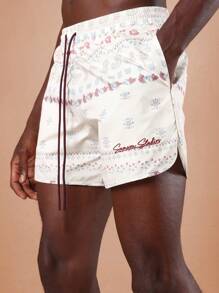 SUMWON Summer Resort Collection Floral Pattern Swim Shorts Athletic Board Shorts Vacation Beach Pool Sports Casual Comfort Elastic Waist Drawstring - Multicolor - View 5