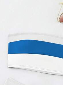 Swim Vcay 女士夏季沙滩条纹抹胸比基尼套装 - 彩色 - 查看 7